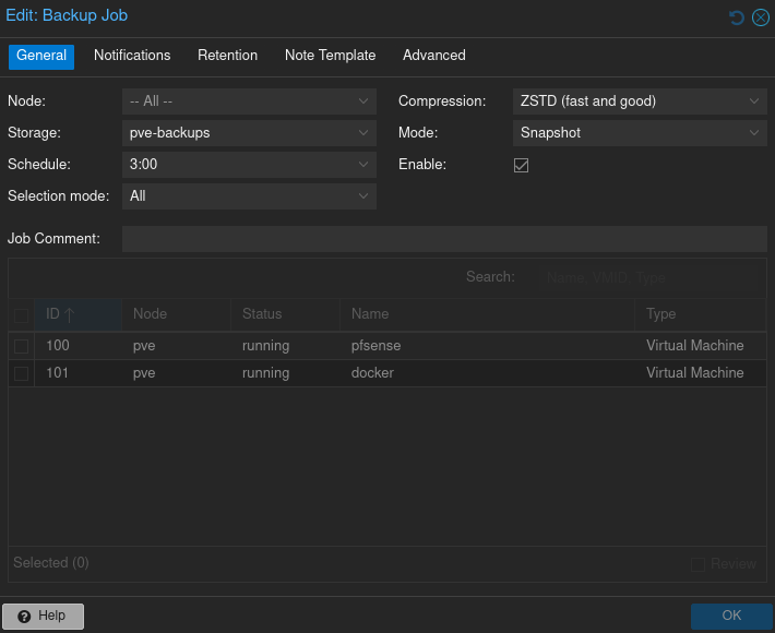 PVE Backup Job