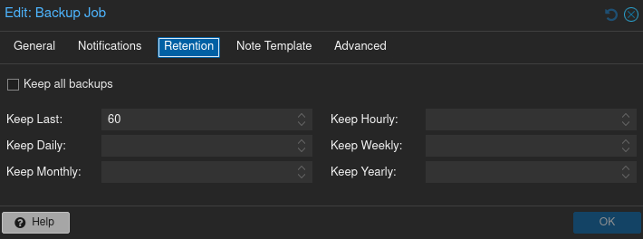 PVE Backup Job Retention