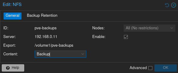 PVE Backups Storage